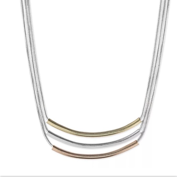 Nine West Triple Strand, Tri-Tone Necklace - Picture 2 of 7